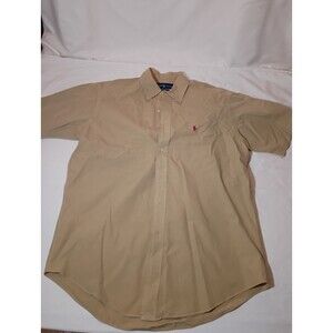 Ralph Lauren Shirt Mens XL Tan/mustard Cassic  Button Down Short Sleeve Preppy